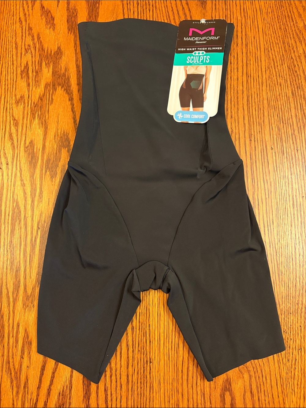 NWT Maidenform Flexees Black Ultra Firm Cool Comfort High Waist Thigh Slimmer S